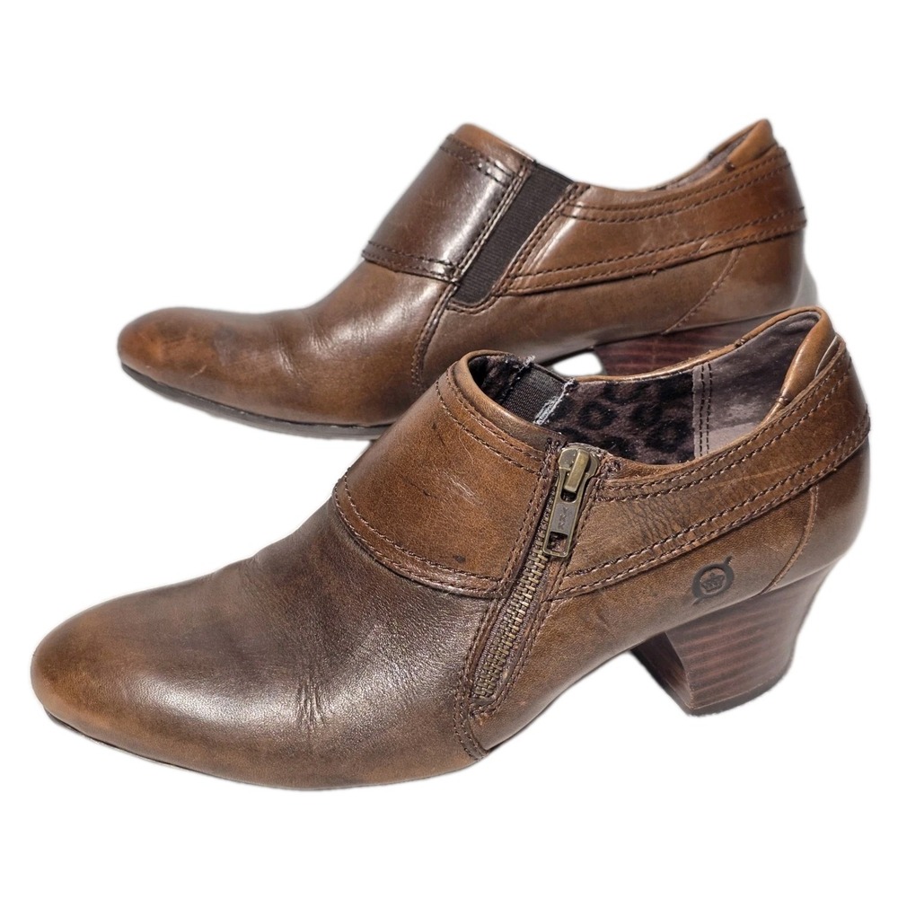 Born‎ Womens Huntley Size 7.5 Brown Leather Ankle Booties